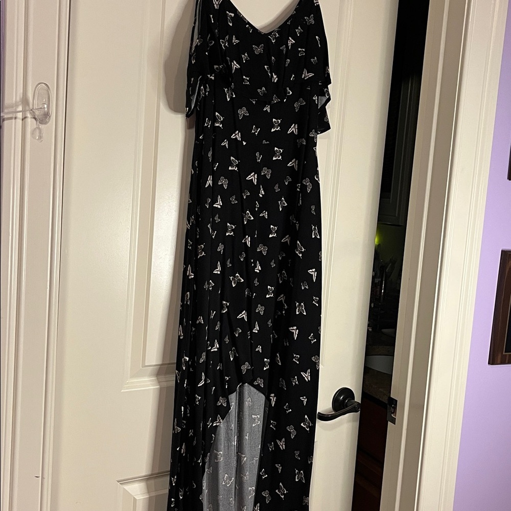 Black Dress with White Butterfly Pattern